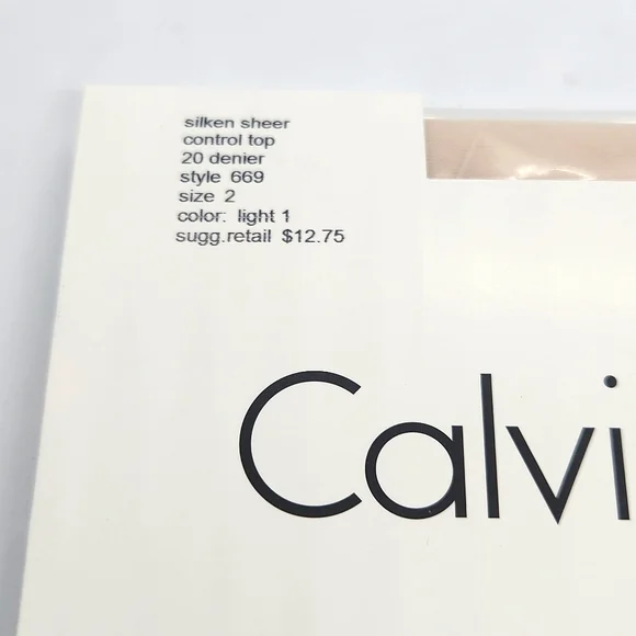 New Calvin Klein Silken Sheer Control Top Hose in Color Light 1 - 2 Pair - Picture 4 of 7